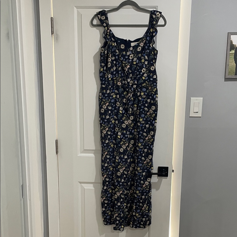 LOFT Navy Floral Jumpsuit